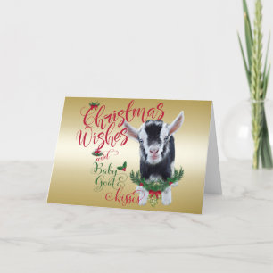 GOAT   Christmas Wishes Baby Goat Kisses Nigerian Holiday Card