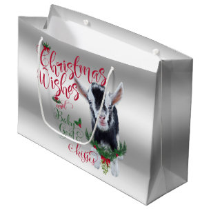 GOAT Christmas Wishes Baby Goat Kisses Nigerian Large Gift Bag