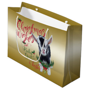 GOAT Christmas Wishes Baby Goat Kisses Nigerian Large Gift Bag
