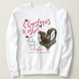 GOAT Christmas Wishes Baby Goat Kisses Nubian 2 Sweatshirt