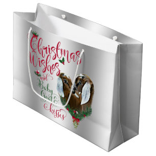 GOAT   Christmas Wishes Baby Goat Kisses Nubian 3 Large Gift Bag