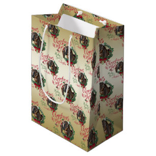 GOAT Christmas Wishes Baby Goat Kisses Nubian 3 Medium Gift Bag