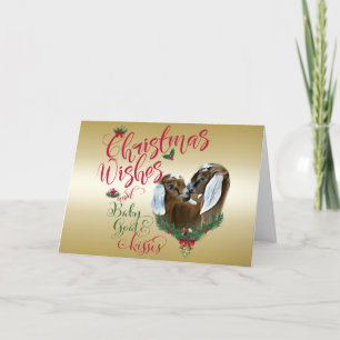 GOAT   Christmas Wishes Baby Goat Kisses Nubians Holiday Card