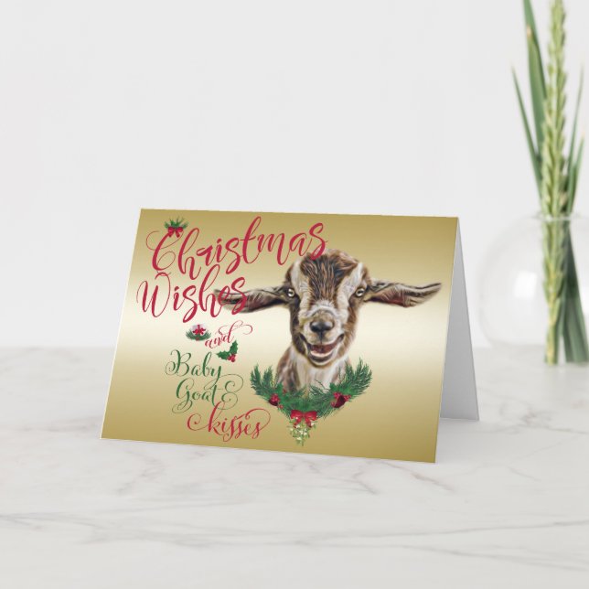 GOAT | Christmas Wishes Baby Goat Kisses Togg Holiday Card (Front)