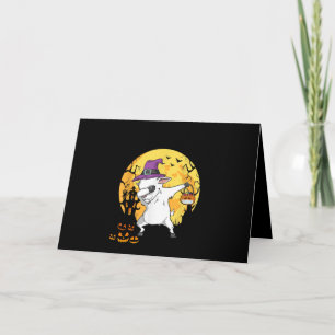 Goat Dabbing Witch Pumpkin Funny Dog Halloween Card