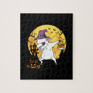 Goat Dabbing Witch Pumpkin Funny Dog Halloween Jigsaw Puzzle