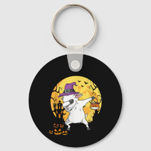 Goat Dabbing Witch Pumpkin Funny Dog Halloween Keychain