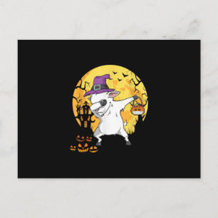 Goat Dabbing Witch Pumpkin Funny Dog Halloween Postcard