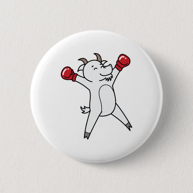 Goat Does Boxing  2 Inch Round Button (Front)