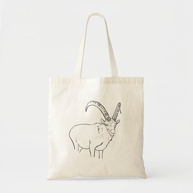 Goat Drawing Simple illustration Quirky Animal Art Tote Bag (Front)