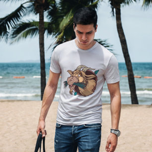 Goat Eating Cartoon T-Shirt