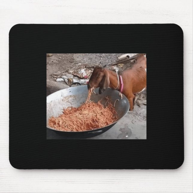 Goat Eating Spaghetti Sticker  Mouse Pad (Front)