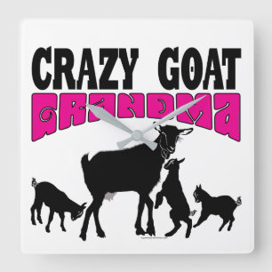 GOAT FAMILY Funny Crazy Goat Grandma Square Wall Clock