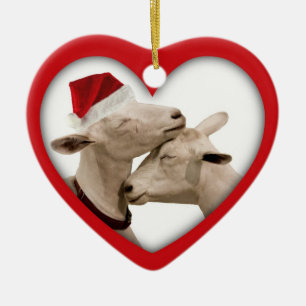 Goat Farmer Lovers Wedding or Anniversary Heart Ceramic Ornament