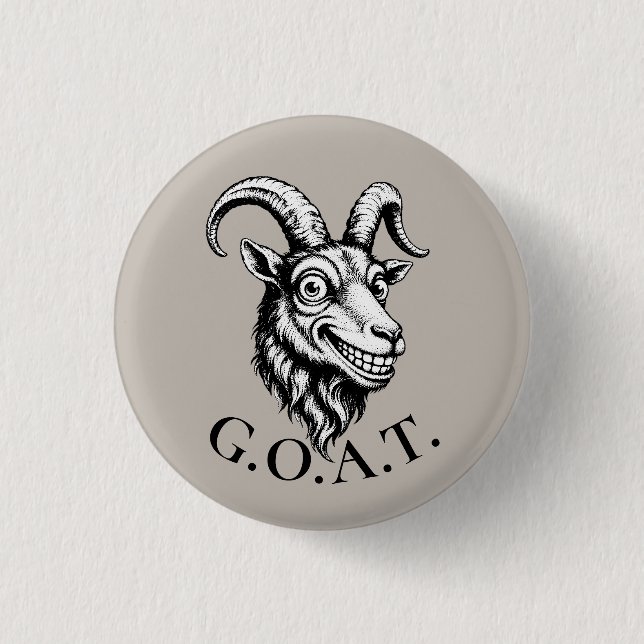 GOAT Funny Face 1 Inch Round Button (Front)