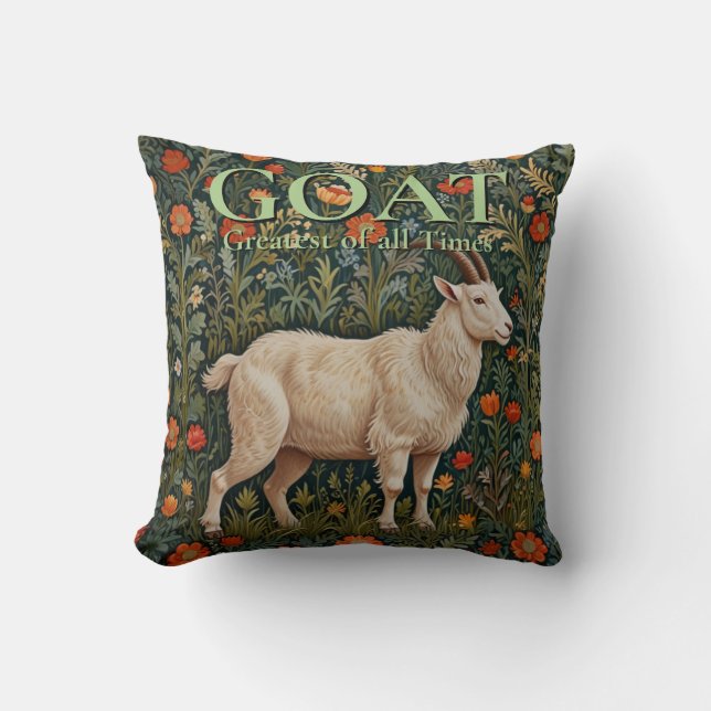 GOAT Greatest of all Time Throw Pillow (Front)