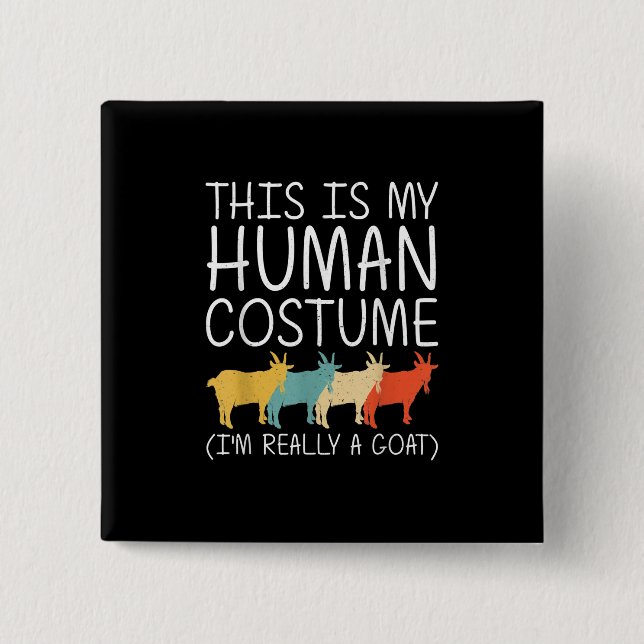 Goat Halloween Human Costume 2 Inch Square Button (Front)
