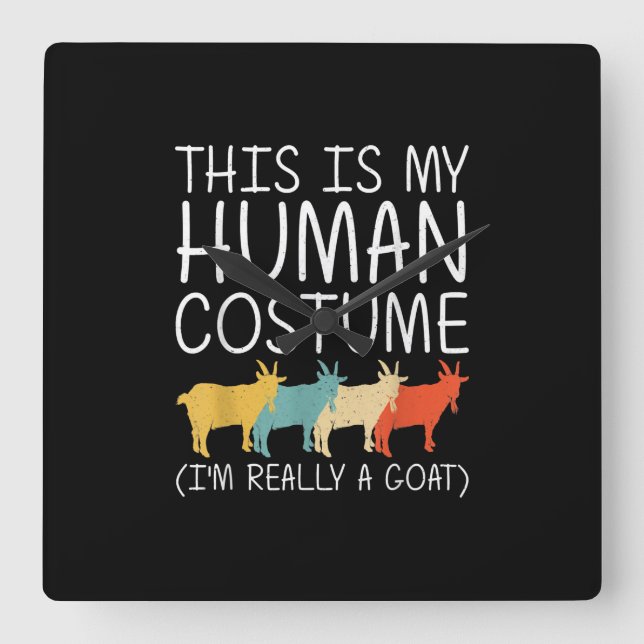 Goat Halloween Human Costume Square Wall Clock (Front)