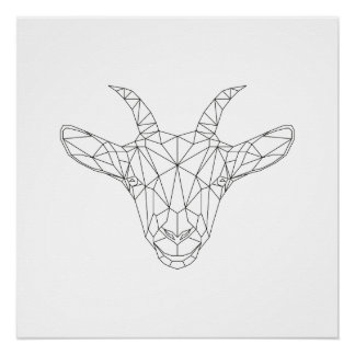 Goat Head Geometric Black & White Modern Art Print