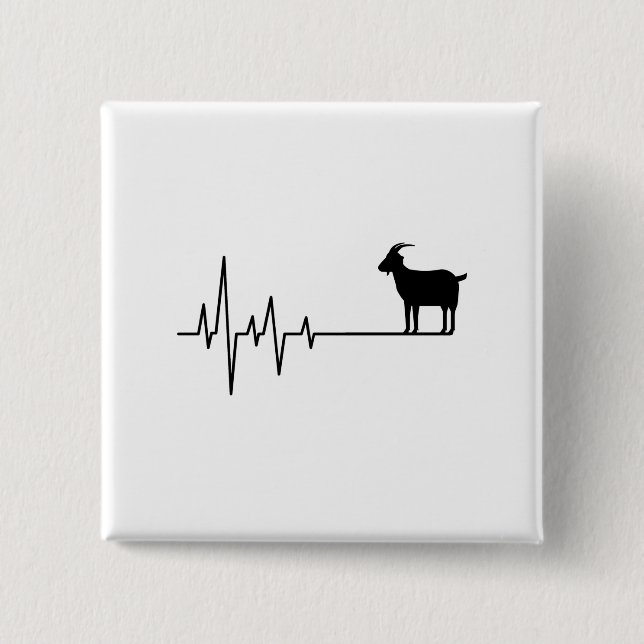 Goat Heartbeat  2 Inch Square Button (Front)