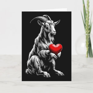 Goat Holding Heart Valentine's Day Cute Valentine Card