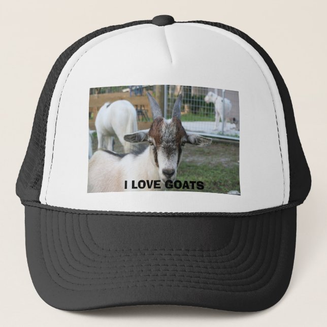 goat, I LOVE GOATS Trucker Hat (Front)