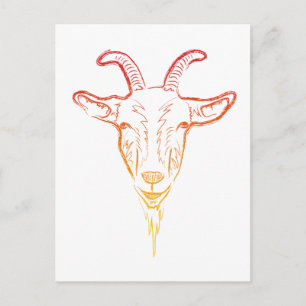 goat illustration postcard