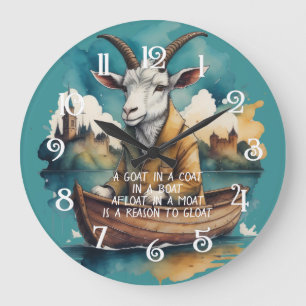 Goat in a Coat in a Boat in a Moat \ Large Clock