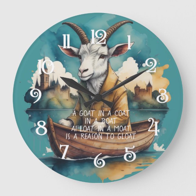 Goat in a Coat in a Boat in a Moat \ Large Clock (Front)