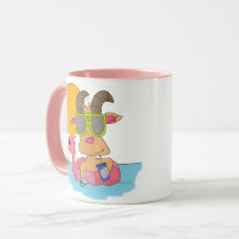 Goat in a Flamingo Float - Coffee Mug