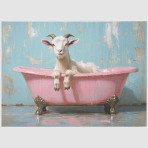 Goat in a Pink Bathtub Decoupage Tissue Paper
