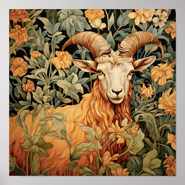 Goat in Meadow Painting Poster (Front)