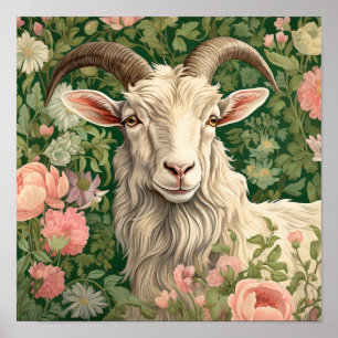 Goat in Meadow Painting Poster