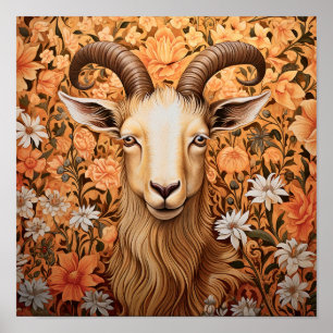 Goat in Meadow Poster