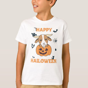 Goat In Pumpkin Cute Goats Happy Halloween T-Shirt