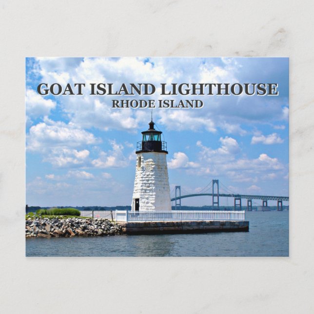 Goat Island Lighthouse, Rhode Island Postcard (Front)
