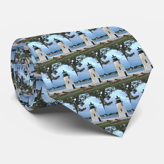 Goat Island Lighthouse, Rhode Island RI Mens Tie (Rolled)