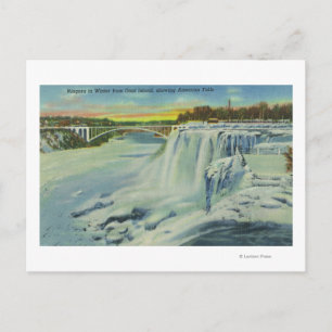Goat Island View of American Falls in Winter Postcard