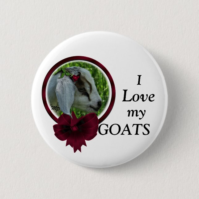 Goat Kid & bow- personalize 2 Inch Round Button (Front)