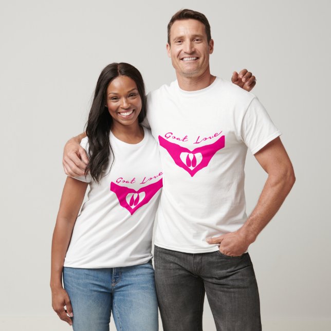 Goat Love  Heart Hands Holding Hoof Pink T-Shirt (Unisex)