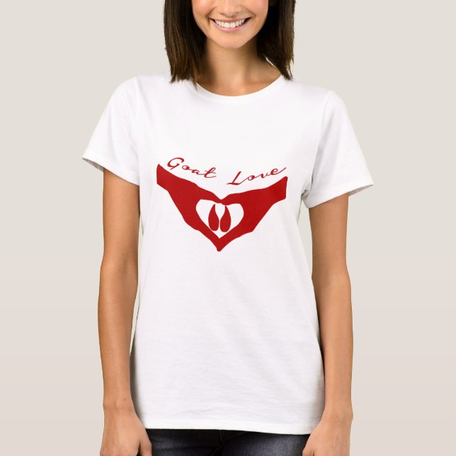 Goat Love  Heart Hands Holding Hoof Red T-Shirt (Front)