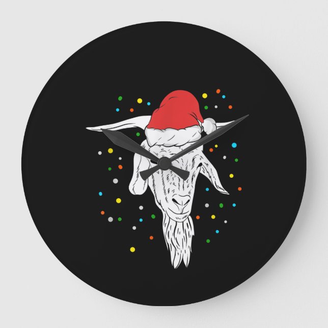 Goat Lover Christmas Holidays Large Clock (Front)