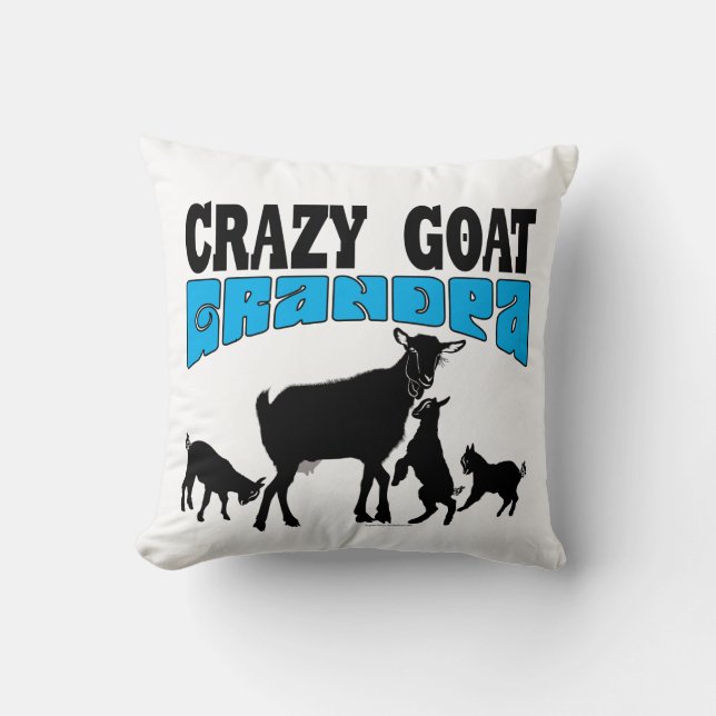 GOAT LOVER | Crazy Goat Grandpa Reversible Throw Pillow (Front)