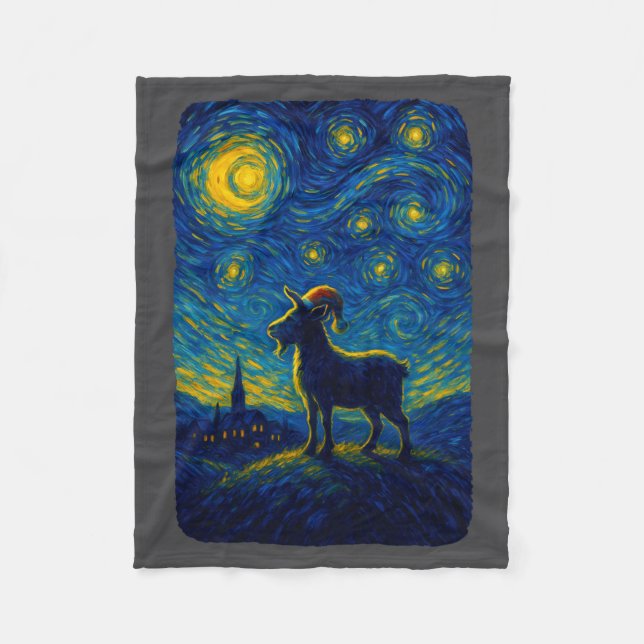 Goat Lover Santa Hat Christmas Starry Cute Night V Fleece Blanket (Front)