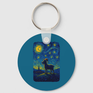 Goat Lover Santa Hat Christmas Starry Cute Night V Keychain