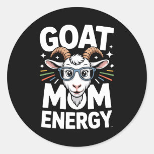 Goat Mom Energy Gles Spectacle Fun Comfort Colors Classic Round Sticker