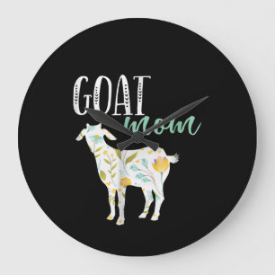 Goat Mom Floral Pet Goat Owner Large Clock
