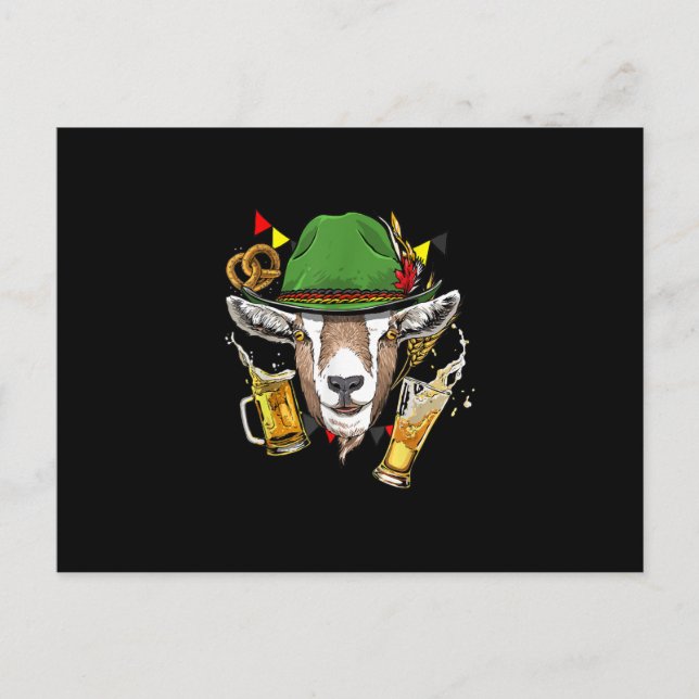 Goat Oktoberfest Lederhosen Costume Gift Invitation Postcard (Front)