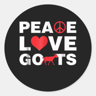 Goat - Peace Love Goats Hippie Classic Round Sticker