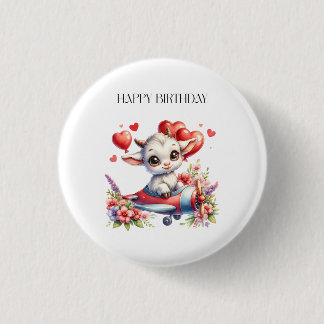 Goat Pilot Birthday 1 Inch Round Button